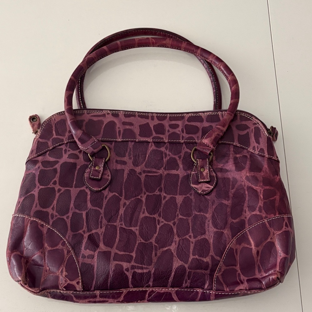Chic Croc-Embossed Satchel in Rich Purple